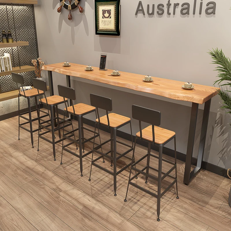 

Wood Garden Furniture Bar Tables Outdoor Side Reception Desks Coffee Shop Bar Tables Balcony Vanity Furniture Mesa Alta Lsbt