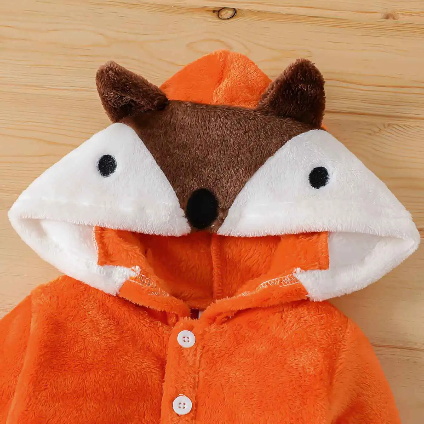 0-1 year old baby boys and girls winter style cute little fox shaped adjustable one-piece long sleeved velvet crawling suit