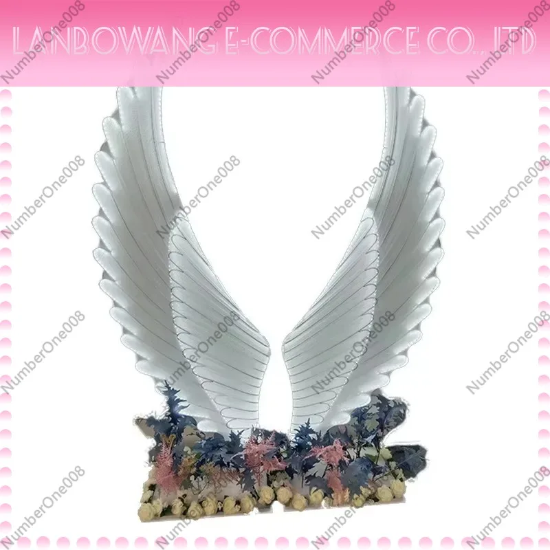2 PCS LED Angel Wings Wall Decor with Stand, Large Light Up Wing Sculpture, Steel Art Photo Prop, Wedding Scene Layout Model