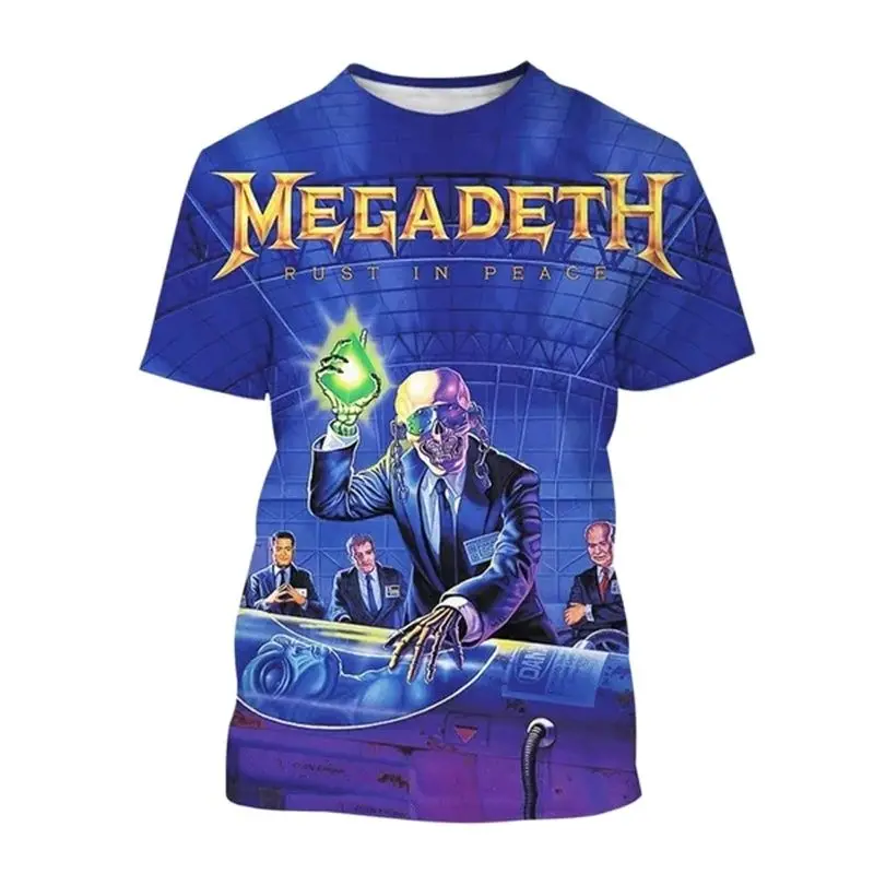 New Fashion Megadeth 3d Printing T Shirts Men Ladies Tops Popular T Shirts Hip Hop Style Short Sleeves Tshirt Boys Vintage Tees