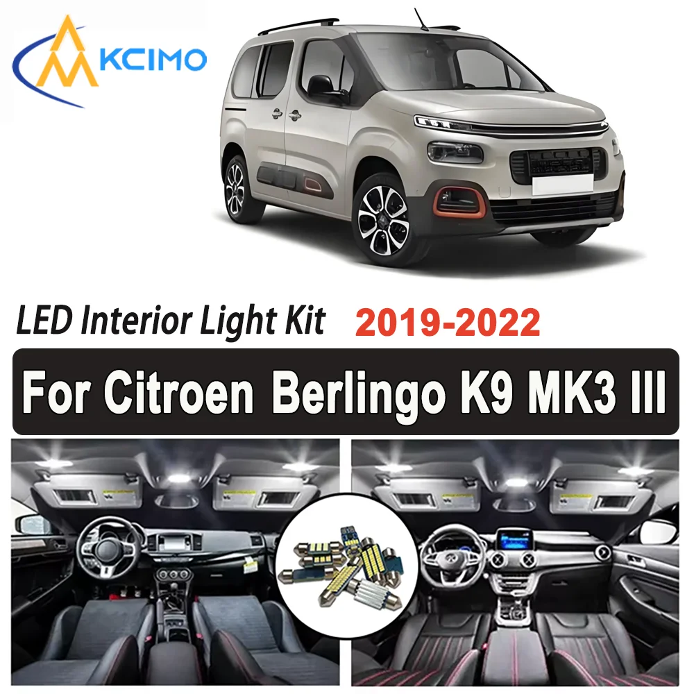

Kcimo LED For Citroen Berlingo K9 MK3 III (2019-2022) Premium Bright LED Interior Dome Map Trunk Light Kit Car Led Lamps Car LED