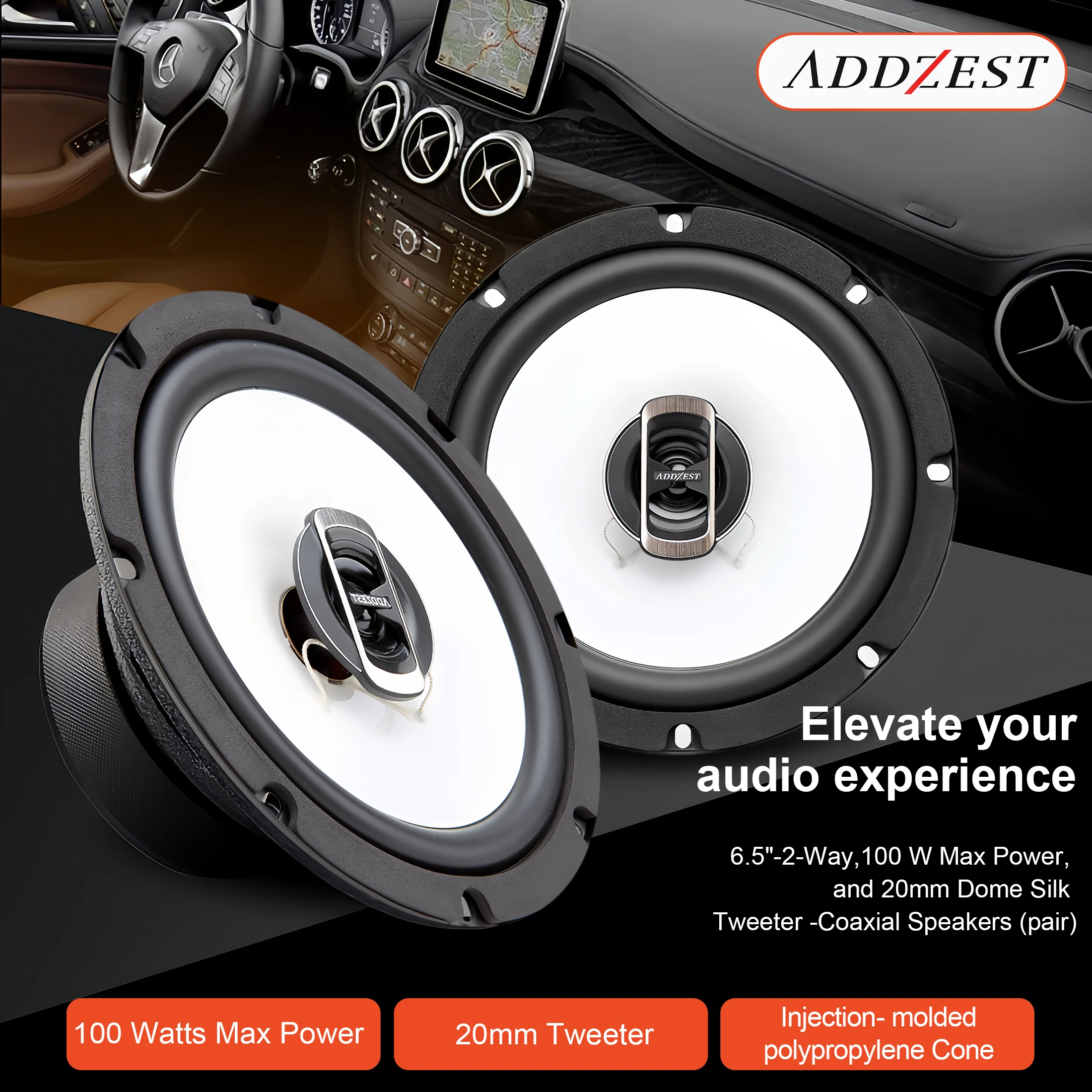 

2 шт. 6,5-дюймовые автомобильные коаксиальные динамики, максимальная мощность 100 Вт, коаксиальные автомобильные колонки, сбалансированный звук + плавные высокие частоты, аудио премиум-качества