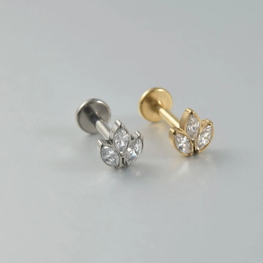 Women's Titanium CZ Ear Cartilage Labret Stud Earring