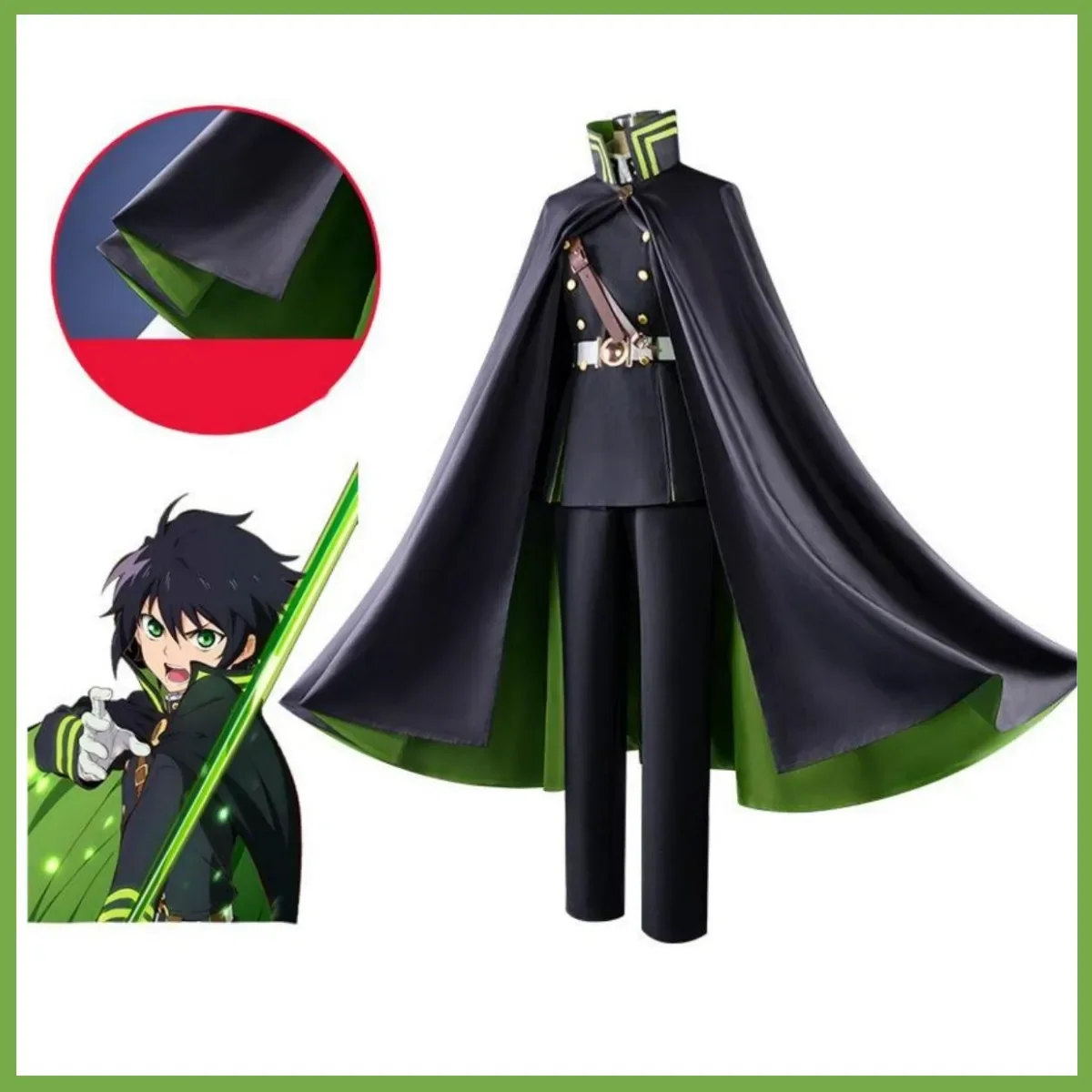 Anime Seraph of The End Yuichiro Hyakuya Cosplay Costume Owari No Seraph Black Cloak Military Uniform Wig Man Carnival Suit