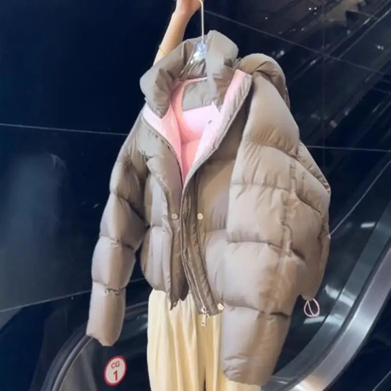 Veste d'hiver en coton moelleux pour femme, vêtements à la mode, manteau doublé polaire, garde au chaud, hauts épais, veste bouffante de tempérament