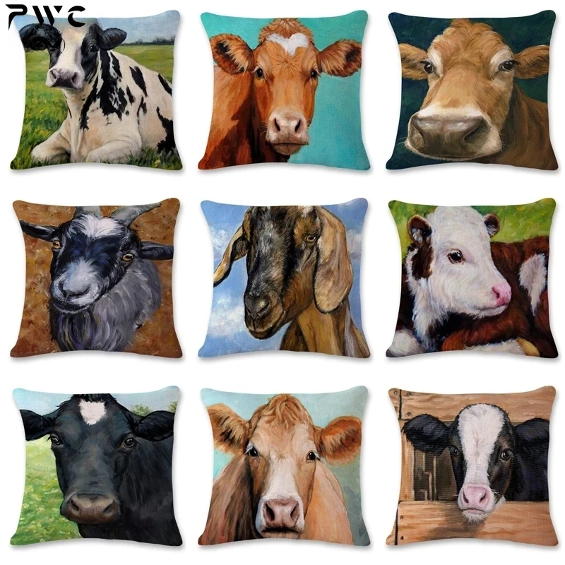 

Animal Cow Print Pillowcase Sofa Cushion Cover Couch Cotton Linen Pillow Cover Case Home Decor 45x45cm Fundas De Cojin