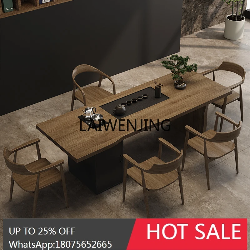 solid wood large board tea table kettle embedded simple tea table
