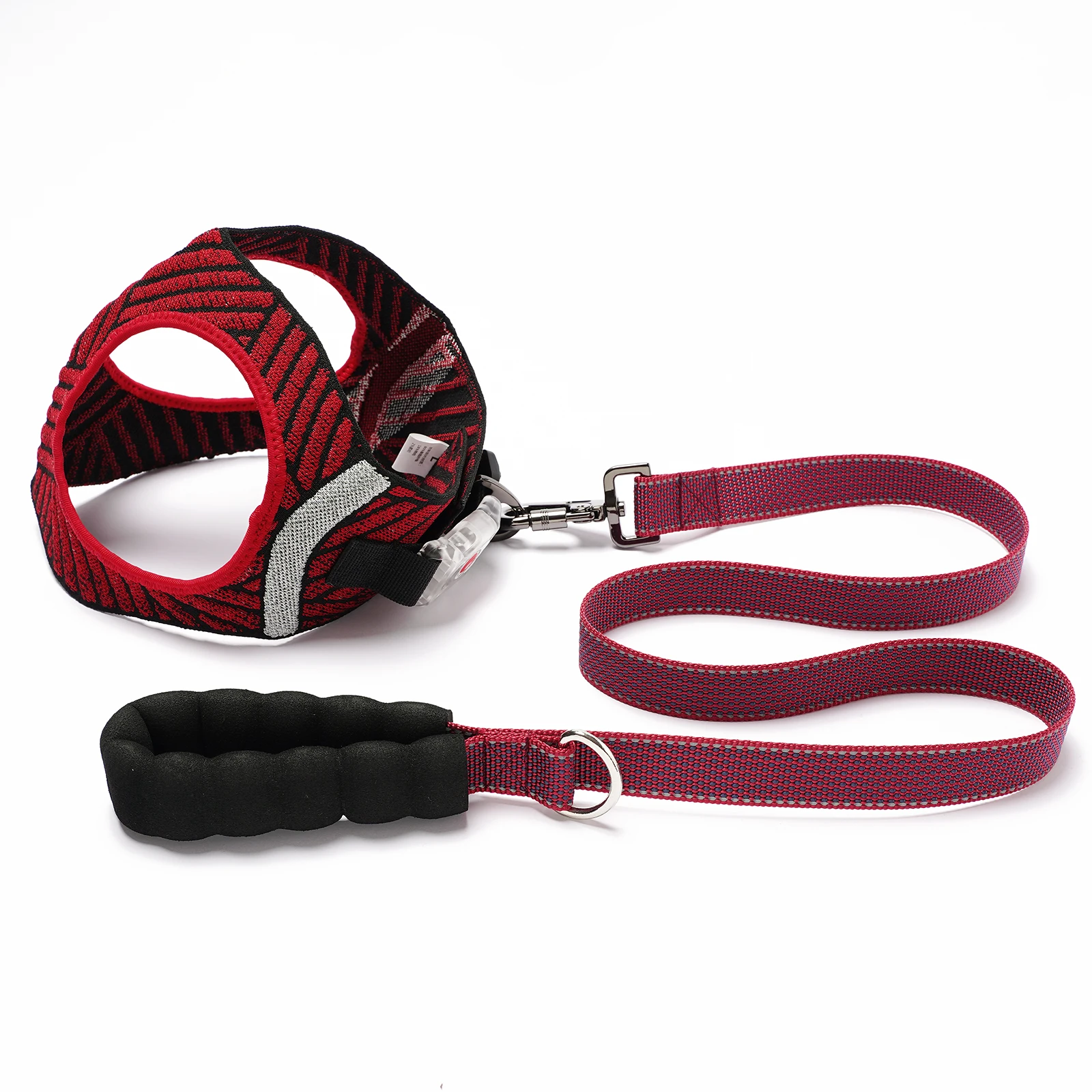Simple striped dog leash and harness two-piece set, soft and close-fitting pet outdoor harness
