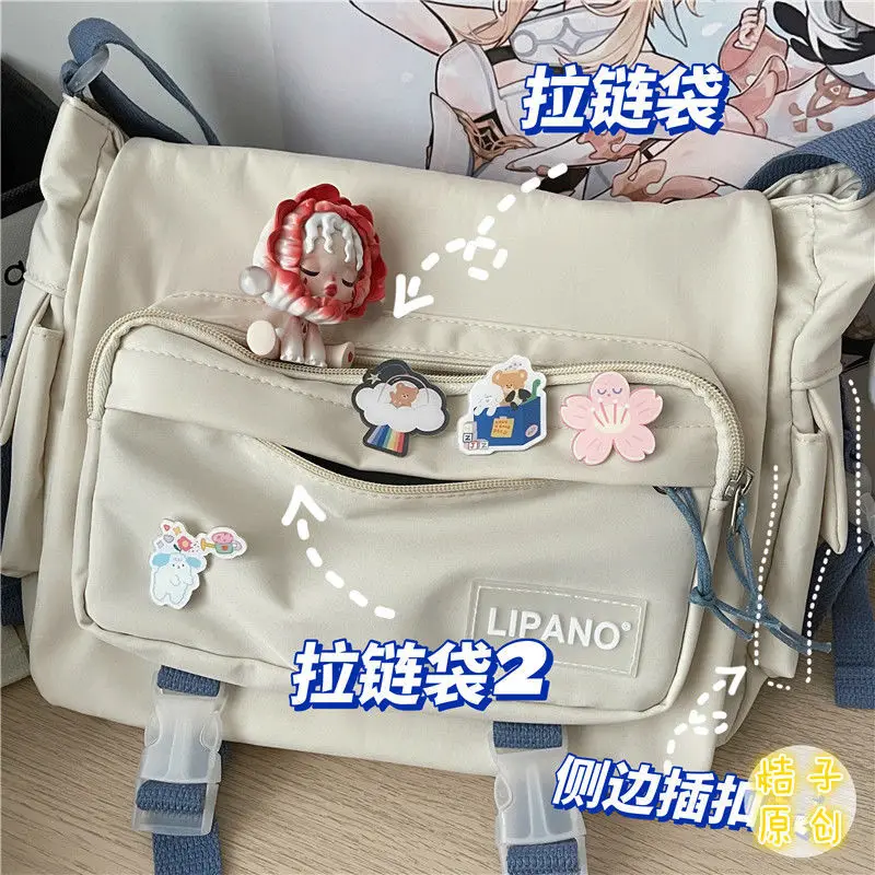 Messenger Bag Japanese Handbags School Korean Single  Shoulder Girl Student Hong Kong Style Retro Large Capacity Postman Women\'s