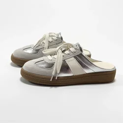 Women Mules Shoes Sports Round Toe Flat Female Footwear Casual Sneakers Clogs Platform Summer Slip On Creeper Baotou slippers