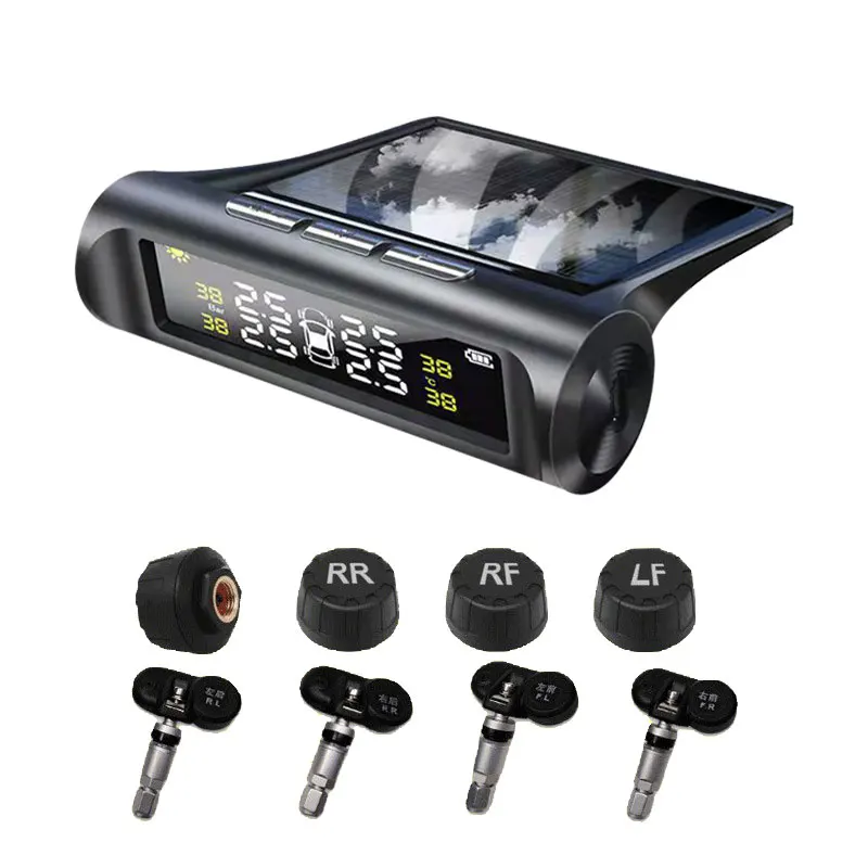 Smart Car TPMS Tire Pressure Monitoring System Solar Power Digital TMPS LCD Display Auto Security Alarm Tire Pressure Sensor