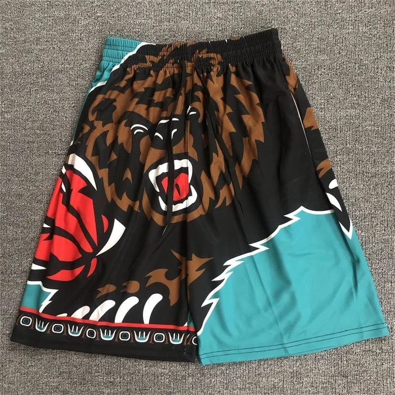 Shorts de basquete masculino estilo vintage para fãs de guerreiros e raptores: ajuste solto, ideal para treinamento esportivo e cas