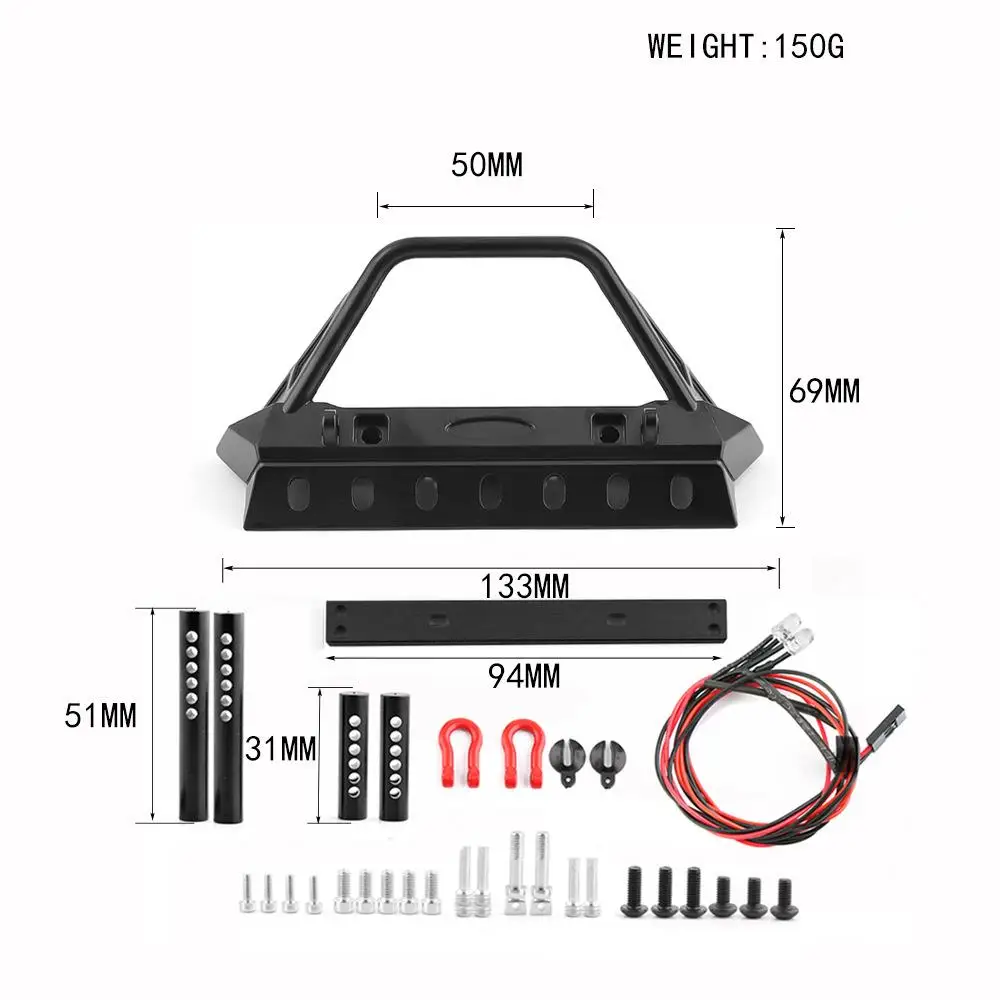 KORC metalowy przedni zderzak dla 1:10 TRX4 SCX10 90046 RC zdalnie sterowany symulacja pojazdu uniwersalne akcesoria modernizacyjne