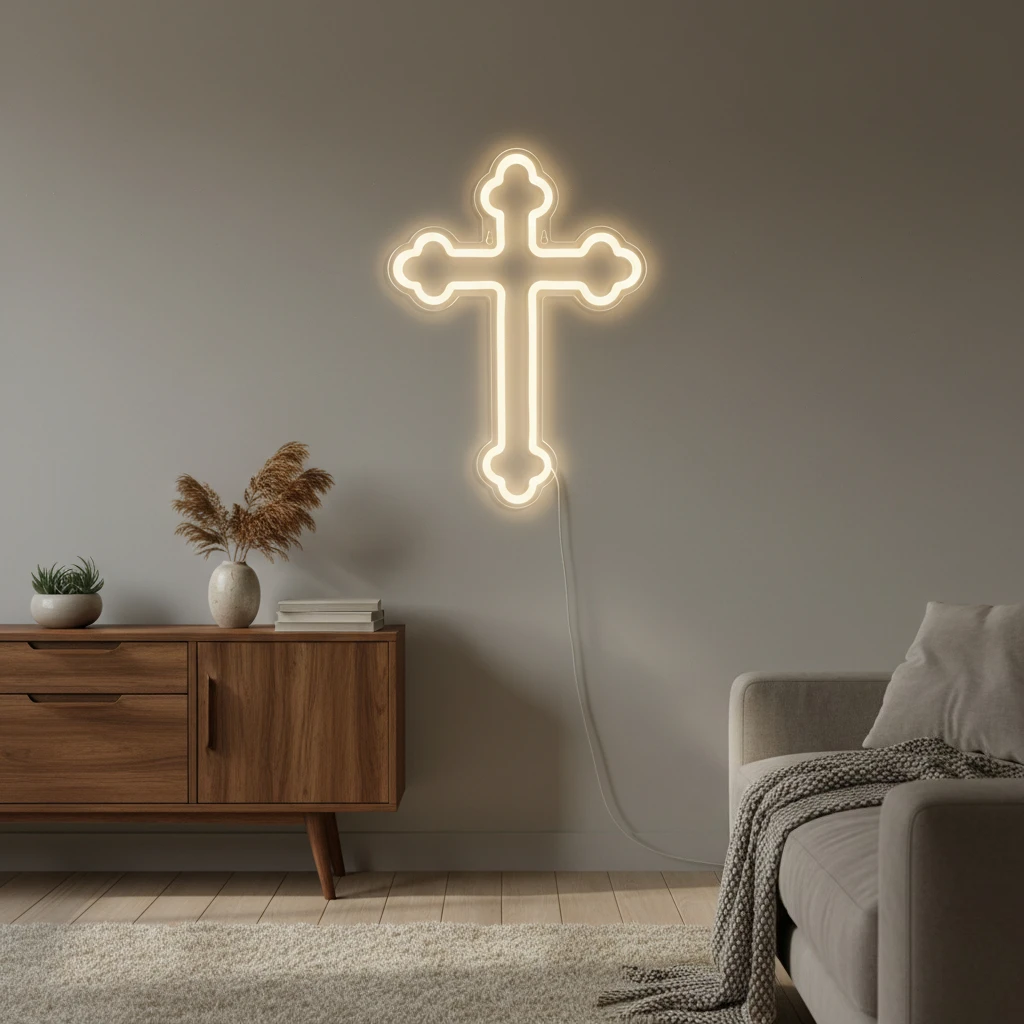 Jesus Cross Neon LED Light |USB-Powered Energy-Saving Religious Decor for Home Party Gifts Indoor Wall Art for Church Decor