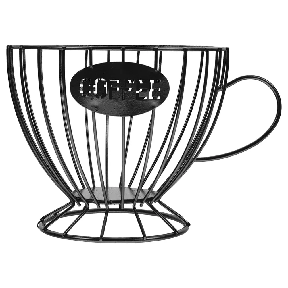 

Shaped Coffee Cup Fruit Basket Storage Tea Bag Organiser Wrought Iron Snack Organizer for Office