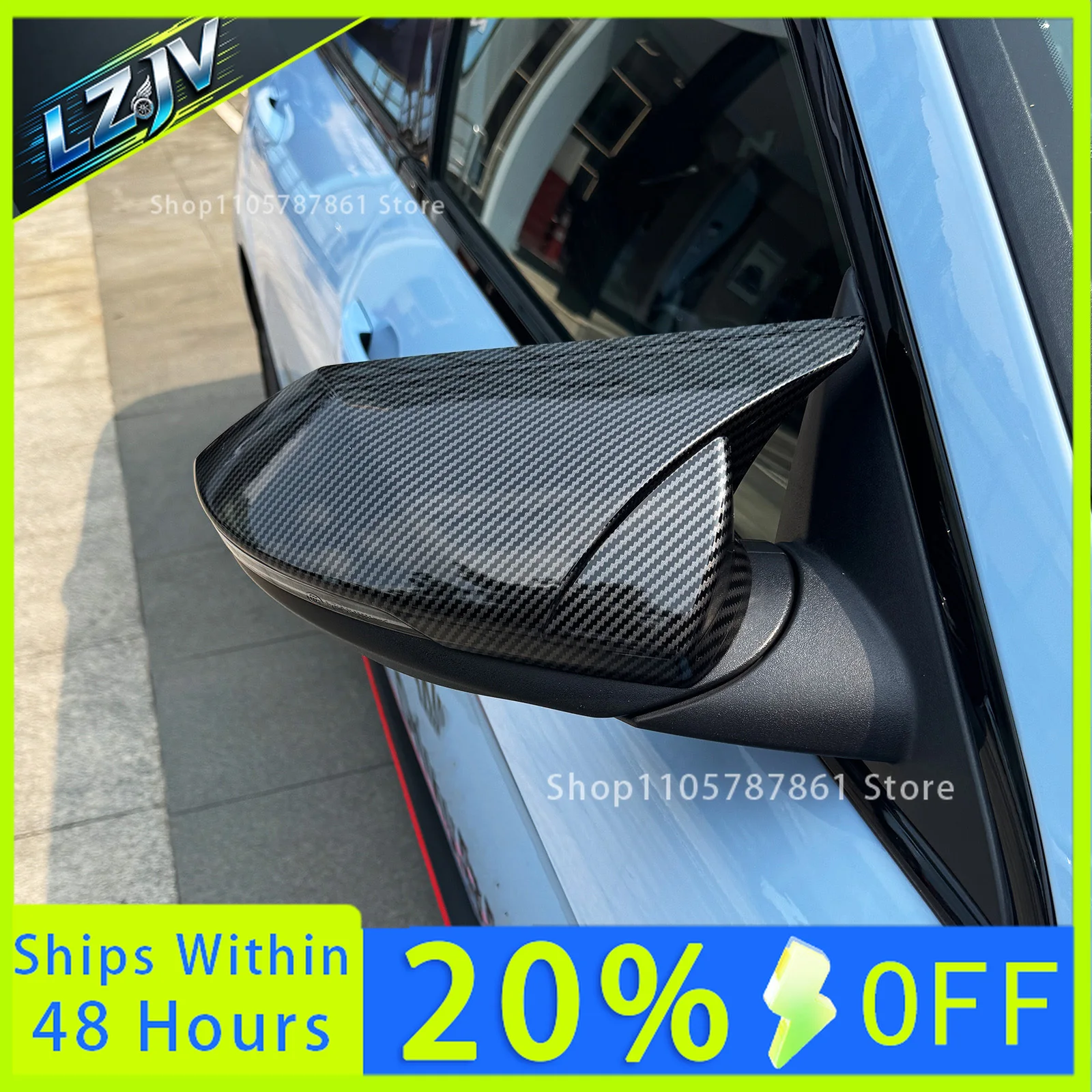 LZJV For Hyundai Elantra CN7 N Line Car Rearview Mirror Cover Door Side Decoration Carbon Fiber Style Rear View Mirror Shell Cap