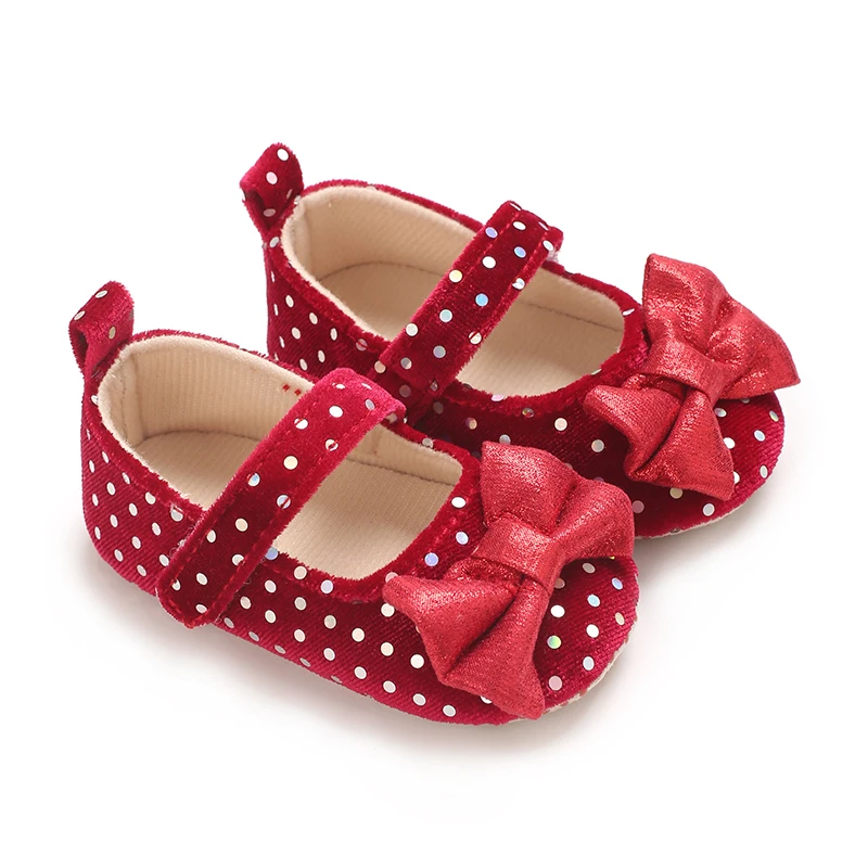 VALEN SINA New 0-18M Newborn Red Baby Girl Cute PU Leather Soft Sole Princess Shoes Bow Step 0-1 Year Walking Shoes