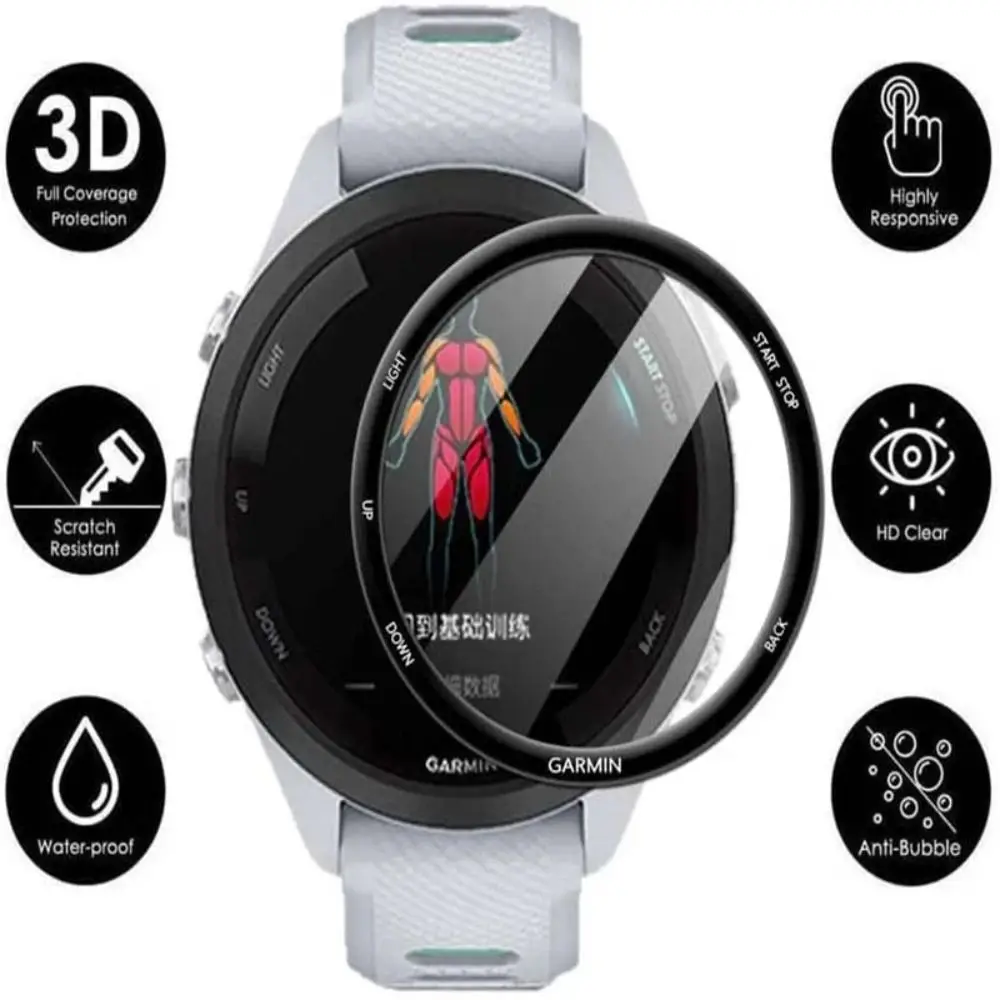 ガーミンフォアランナー用スクリーンプロテクター,3D湾曲エッジ,保護フィルム,新しい265, 265s,2個
