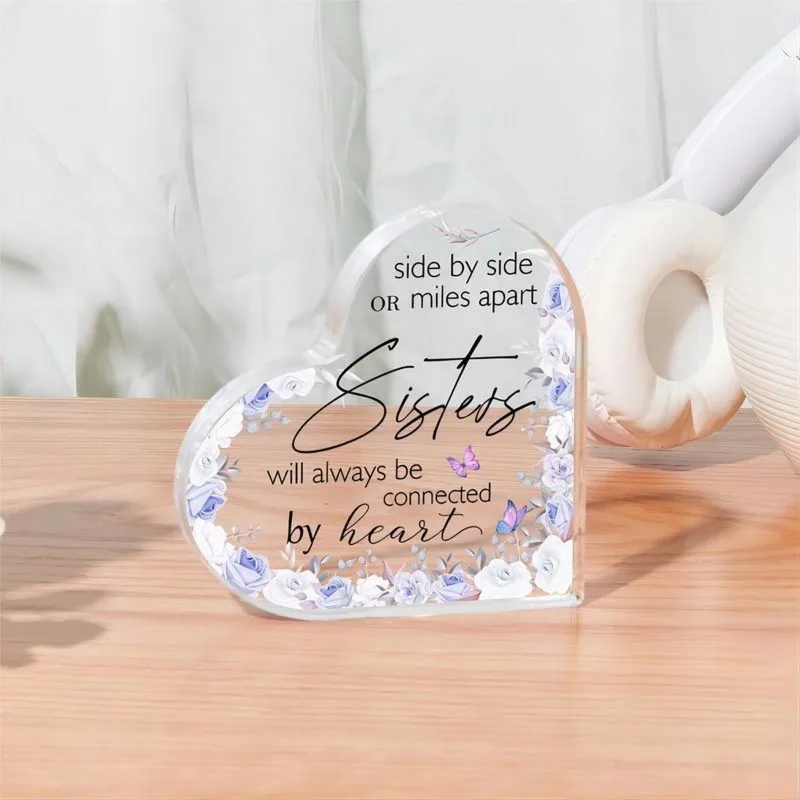 "Side by Side or Miles Apart" Sister Heart - تذكار أكريليك لأعياد ميلاد Bestie
