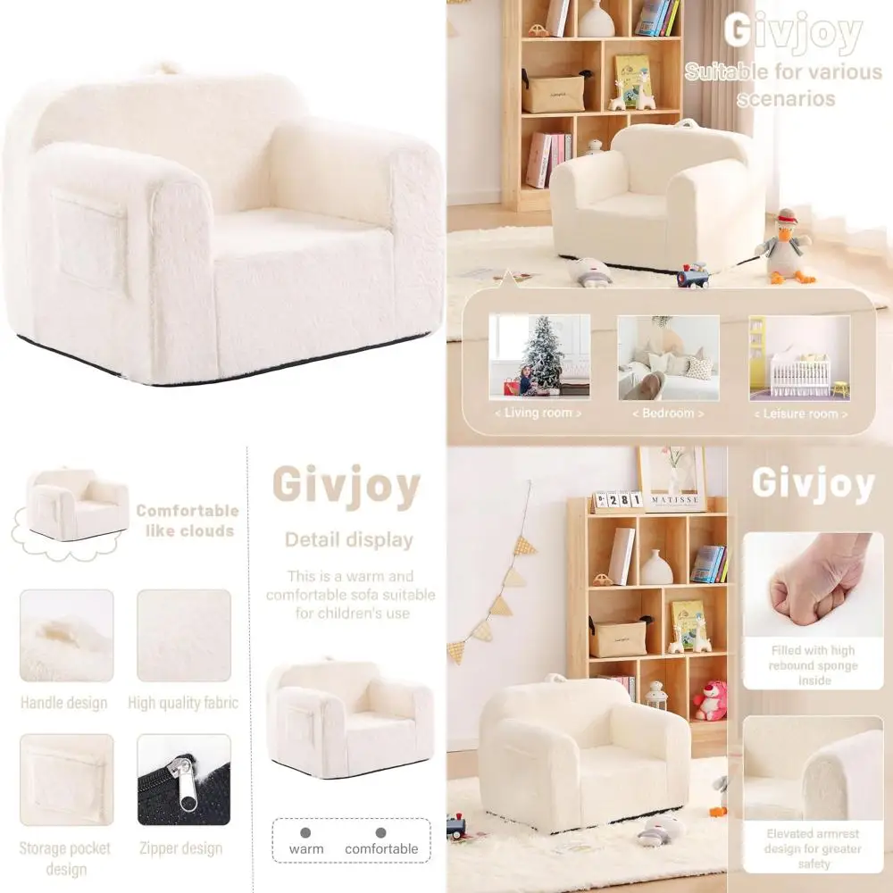 

Plush Toddler Sofa Lounger, Comfortable Kids Couch for Reading and Playtime, Unisex Convertible Chair for Boys and Girls