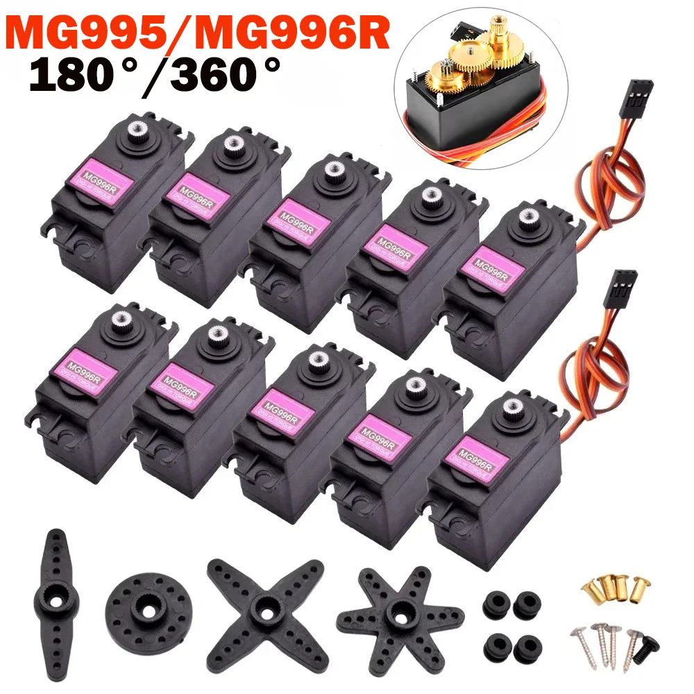 

MG996R MG995 Серводвигатель 180 360 JR Рулевое вращение MG 996 Высокоскоростной крутящий момент Металлическая шестерня для радиоуправляемого автомобиля Вертолет Arduino Robot