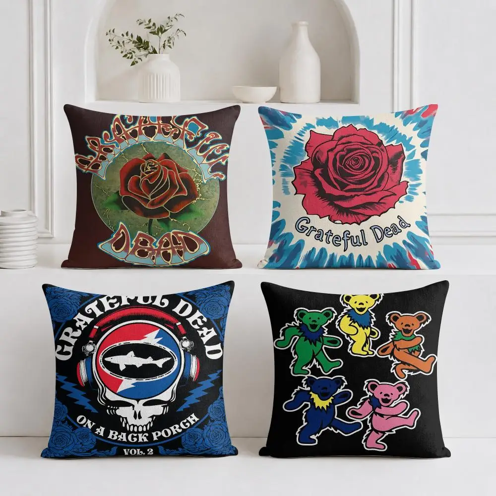 Grateful D-Dead COOL Cushion Cover Linen Double-Sided Decorative Sofa Couch Bedroom Living Room Home Decor Pillow Case