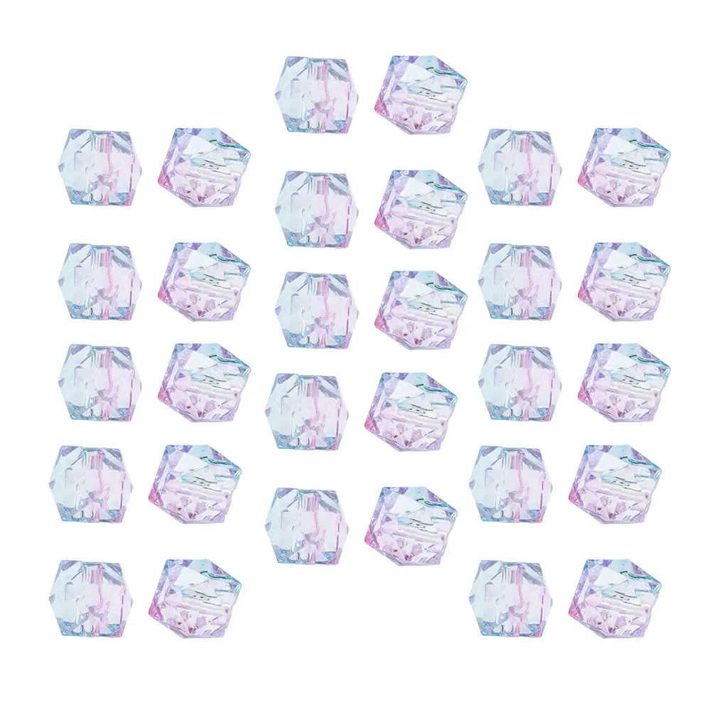 

200pcs Two-color Acrylic Polygonal Beads for Jewelry Making DIY Accessories Girls Bracelet Necklace Earrings Transparent Safe