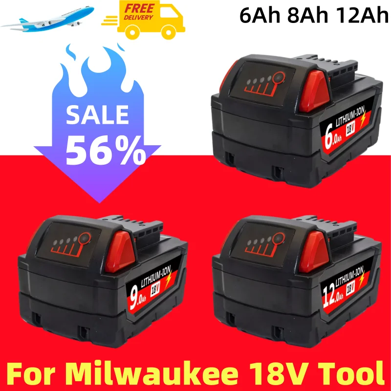 12000mAH For Milwaukee M18 18V Replacement  M18B5 XC Li-ion battery 48-11-1815 2604-20 48-11-1850 2604-22 Charger