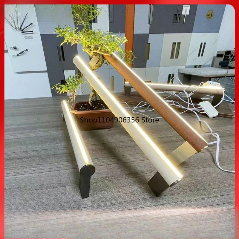 

Light luxury leather clothing rod cloakroom high-grade aluminum alloy clothing rod with light flange seat clothing rod