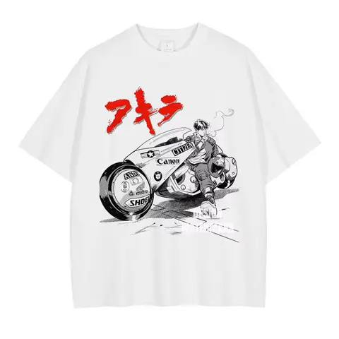 Anime Akira T-shirt Oversized Unisex for Men Women Cotton Tee Shirt Clothes Streetwear Trendy Cotton Y2k Short high quality soft