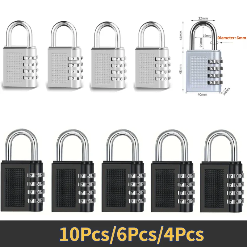 4 -digit Zinc Alloy Password Lock Outdoor Waterproof Heavy Hanging Lock Suitable for Outdoor Schools and Home Hardware Locks