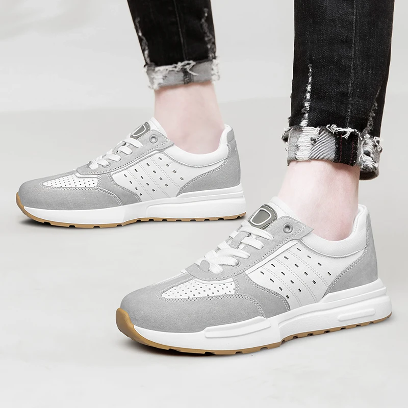 

High Quality Rubber Non Slip Sole Travel Shoes Branded Men Comfortable Leather Sports Shoes Outdoor Breathable Mens Casual Shoes