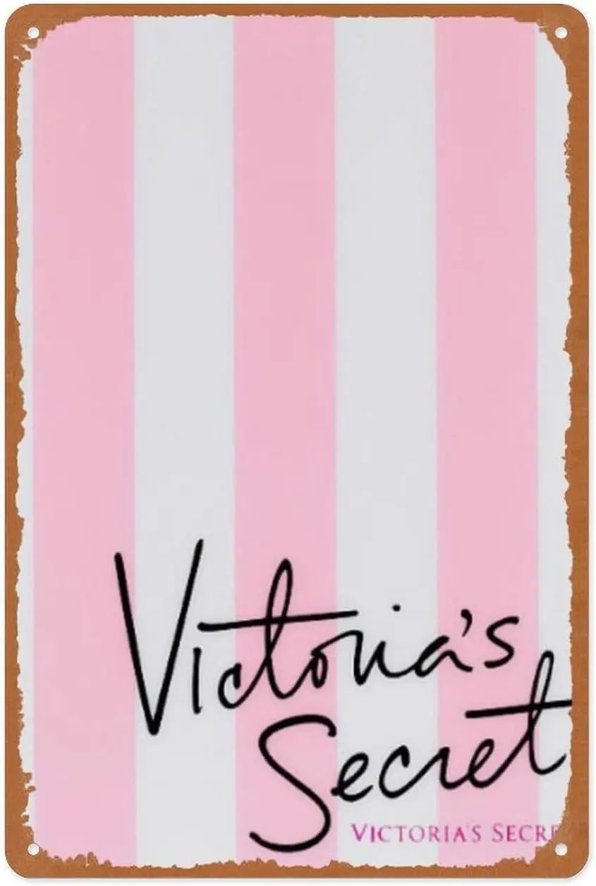 1c,Wall Decor Metal Sign - Victoria Secret Pink Walpaper Poster Metal Signage Vintage Wall Decor es, Retro