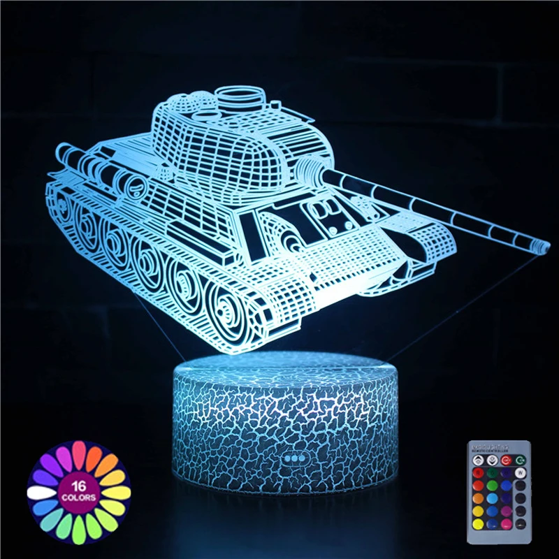 Night Light For Children Bedroom Tank Excavator Train Modeling Touch Remote USB Table Lamp LED Color Changing Nightlights Gift