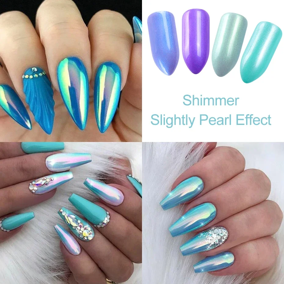 1Set Pearl Shimmer Nail Pigment Dipping Powder Glitter Mermaid Effect Shell Chrome Nail Art Dust Reflective Polish Decor JIZGF-1