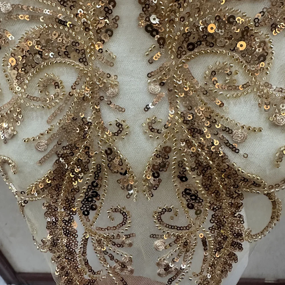 Beaded Seaquin patches Sew on Bridal appliques for wedding dress Decoration DIY