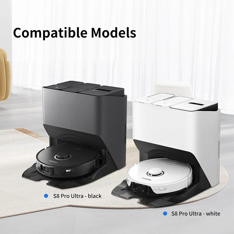 Kit de Acessórios para Robot Vacuum, Escova Principal Dupla, Escova Lateral, Filtro Hepa, Mop Panos, Compatível com Roborock S8 Pro, Ultra