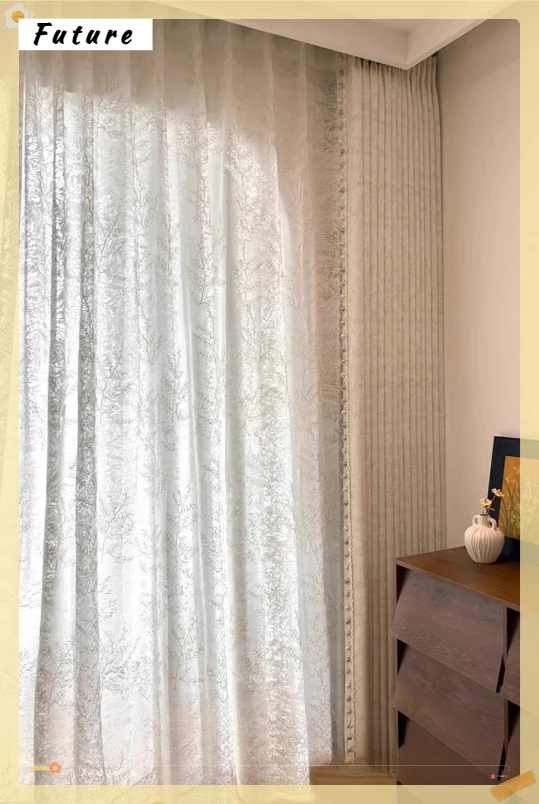 

Merci Store French Cream Snow Neil Jacquard Light Luxury Sunshade Curtains for Bedroom Living Room High Window Drapes Custom