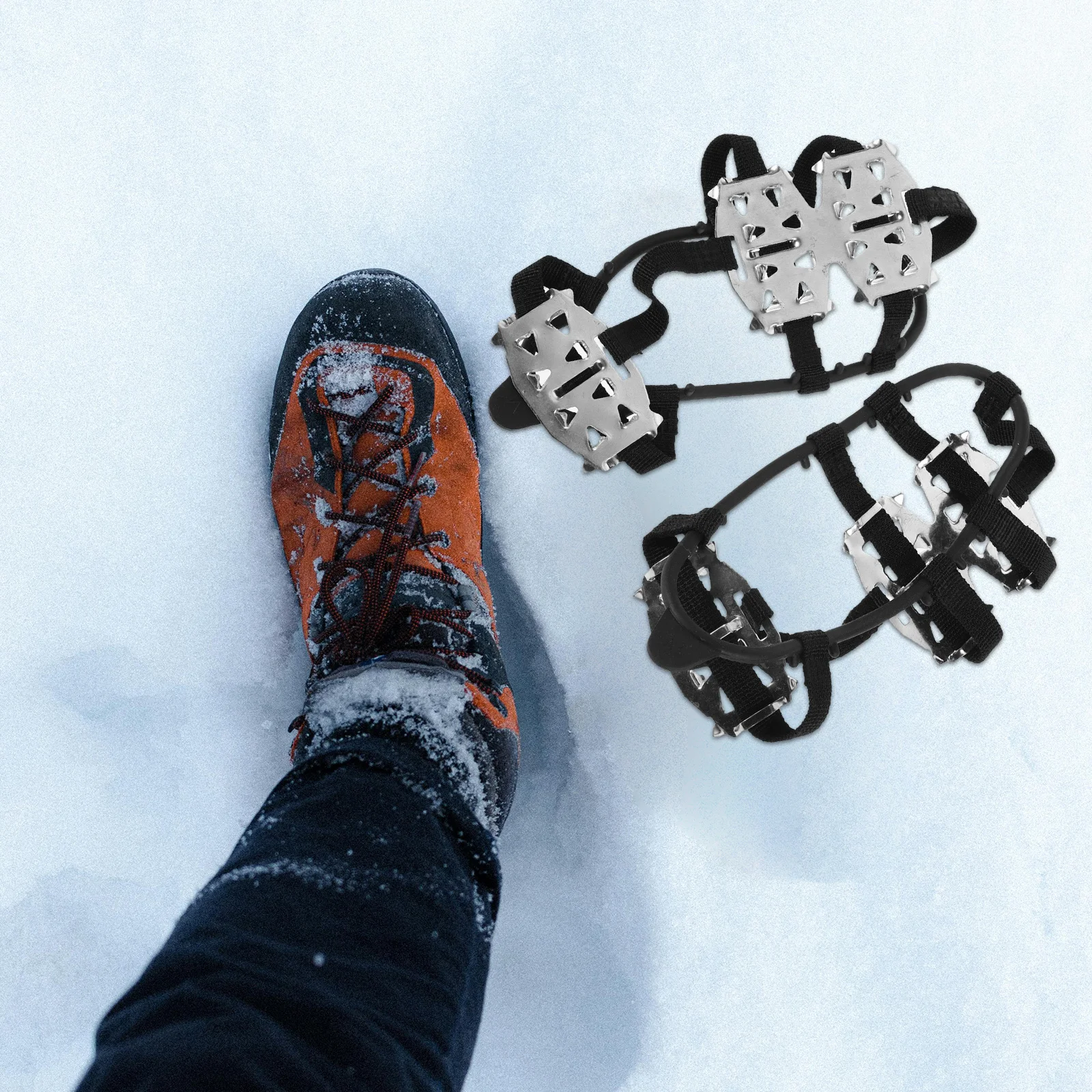 

1Pair Anti Slip Snow Ice Traction Cleats for Shoes Mountaineering Hiking Walking Grip Crampons Outdoor Safety Grip Cleats