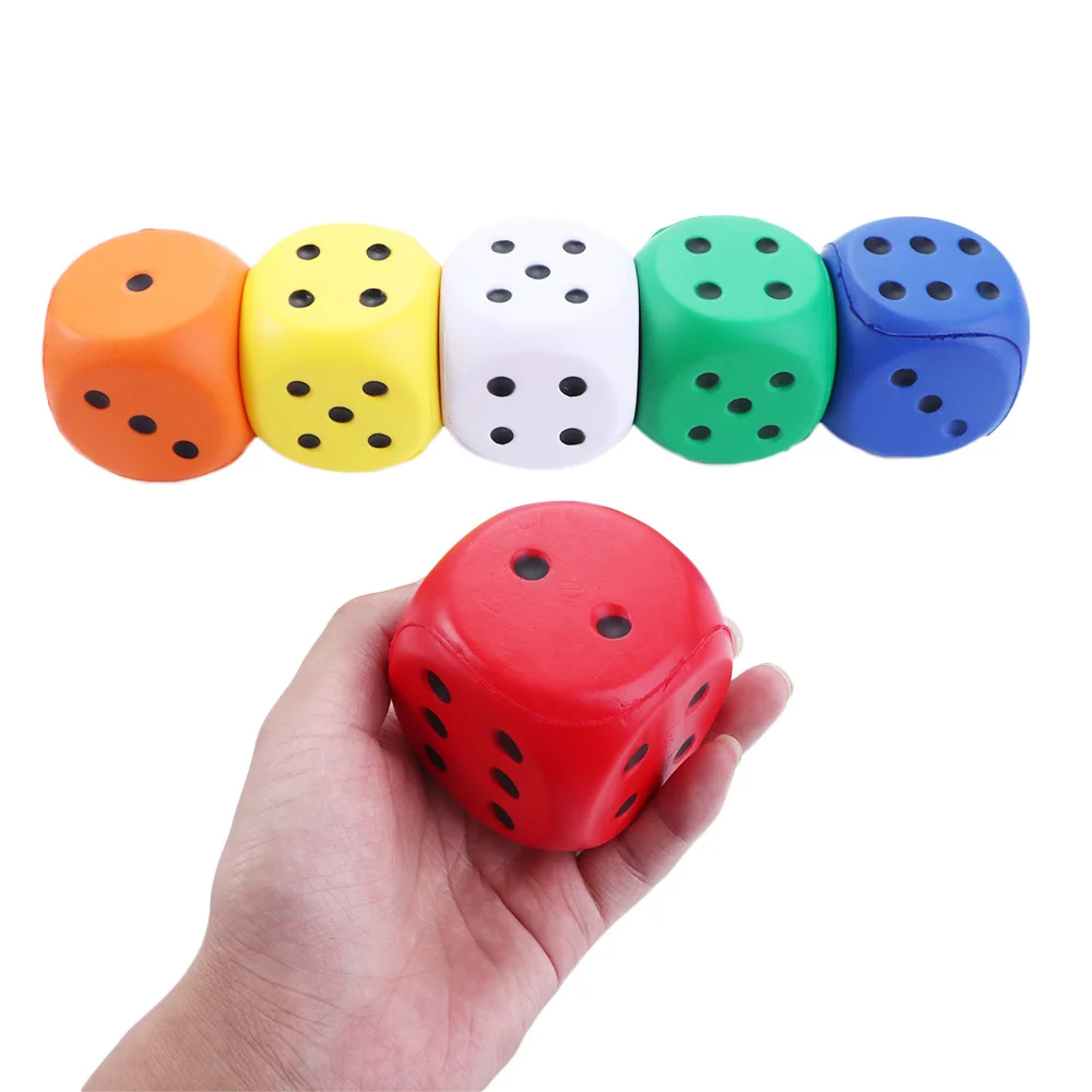 1pcs Soft Elastic Toys Color Solid Point Dice Side Length 6cm Anti Stress Big Sponge Dice Finger Training Toy For Children