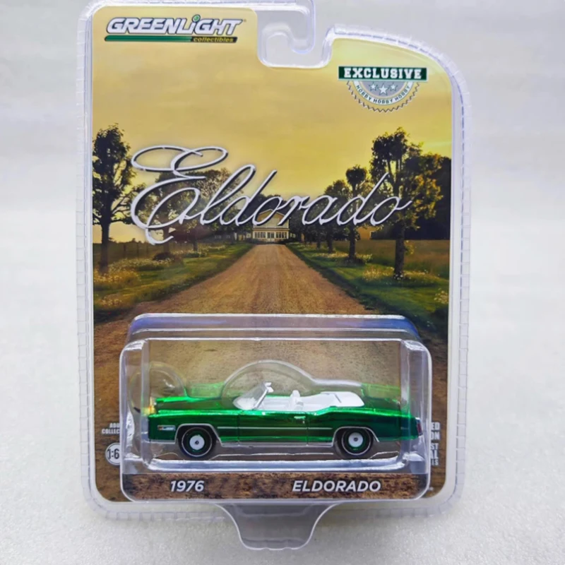 

Greenlight Alloy 1:64 1976 Cadi Eldorado Convertible Electroplating Green Car Model Classics Adult Souvenir Gift Static Display