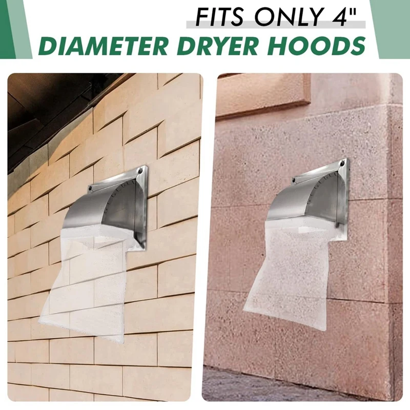 Paquete de trampas para pelusas, bolsa de polvo para secador, Colector de pelusa para ventilación de secador al aire libre, captura de pelusa y polvo, blanco, 4 paquetes