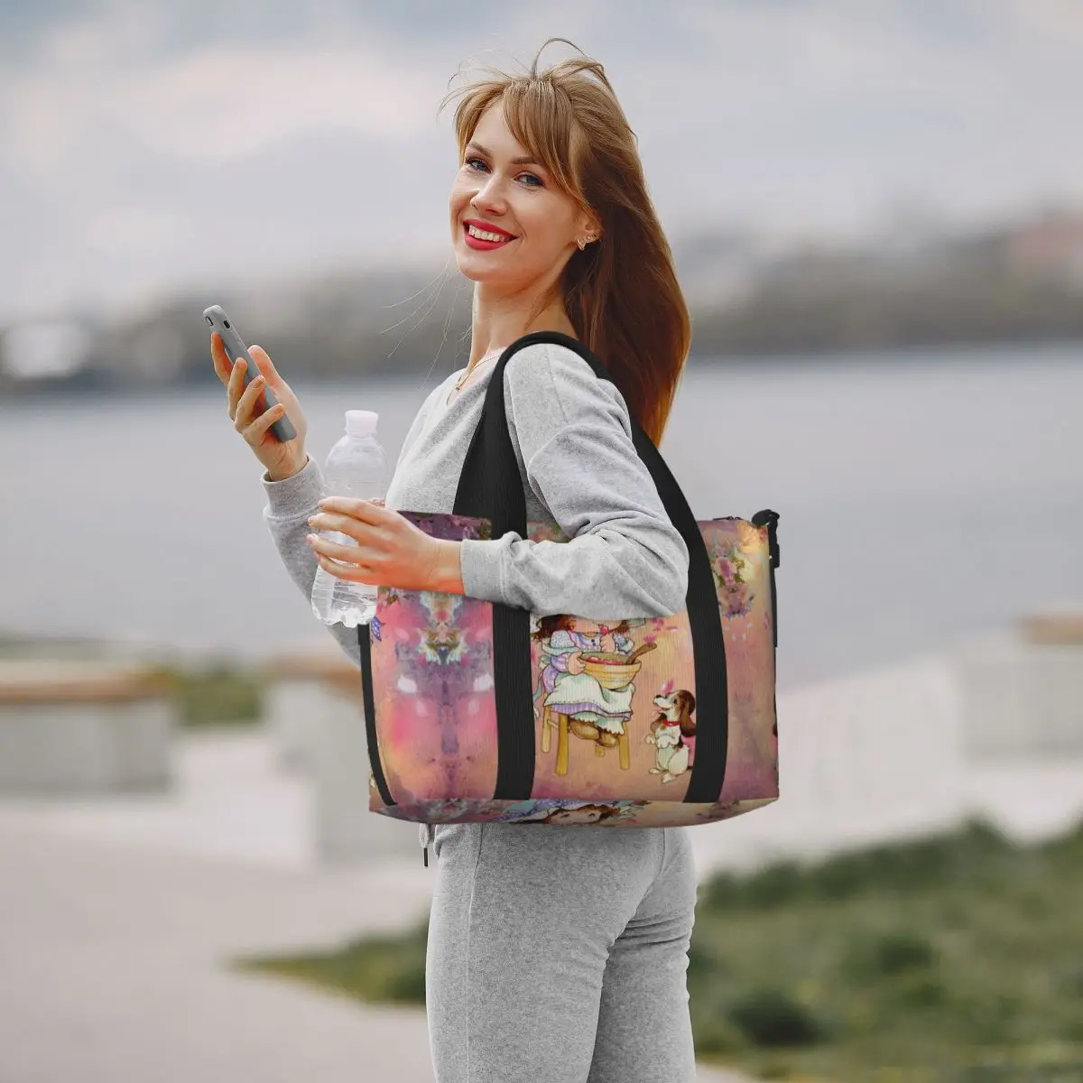 Custom Large Cute Sarah Kay Tote Bag for Women Cartoon Shopper Shoulder Gym Beach Travel Bag