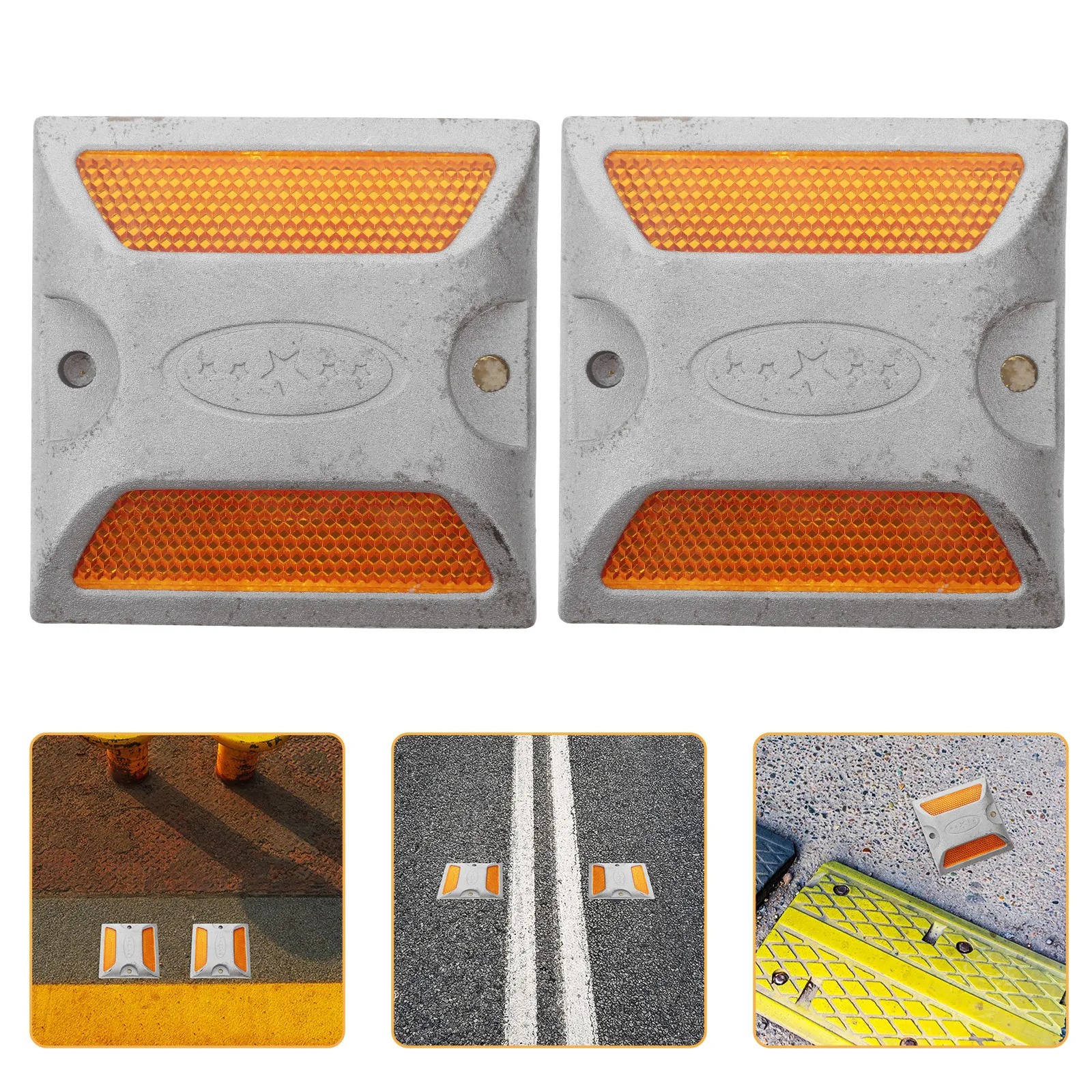 2Pcs Reflective Road Markers Rugged Metal Construction for Driveways Parking Lots Roadways with Superior Visibility in Low Light
