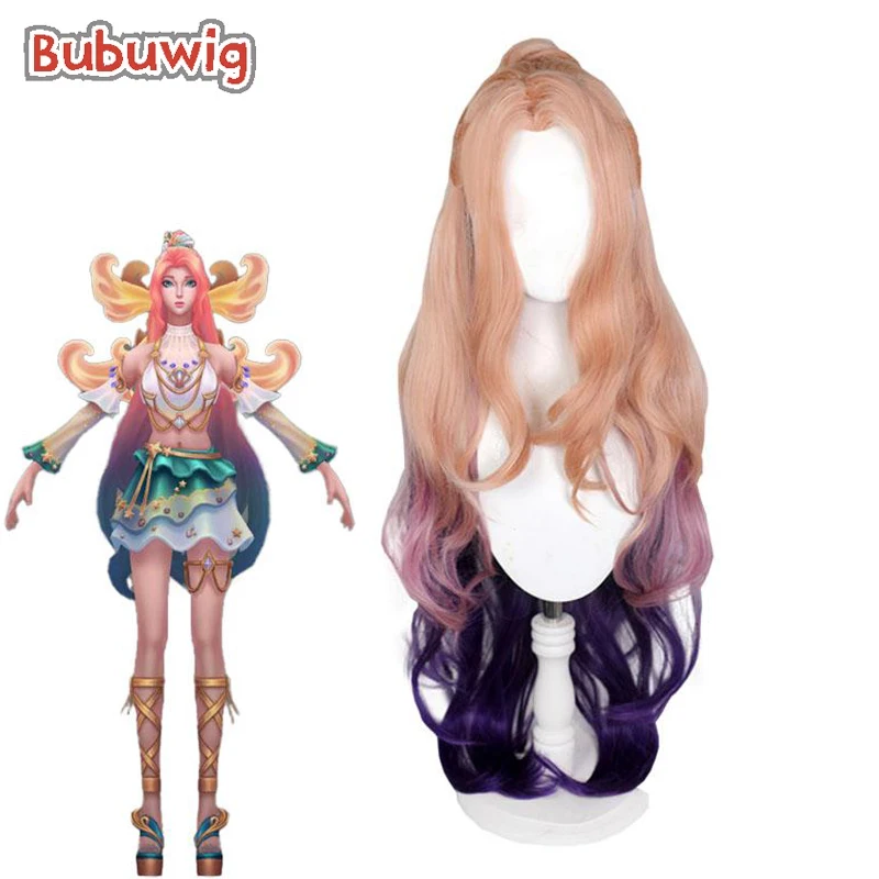 Bubuwig Synthetic Hair Seraphine Cosplay Wig LOL Ocean Song Seraphine 100cm Women Long Pink Gradient Purple Heat Resistant Wigs