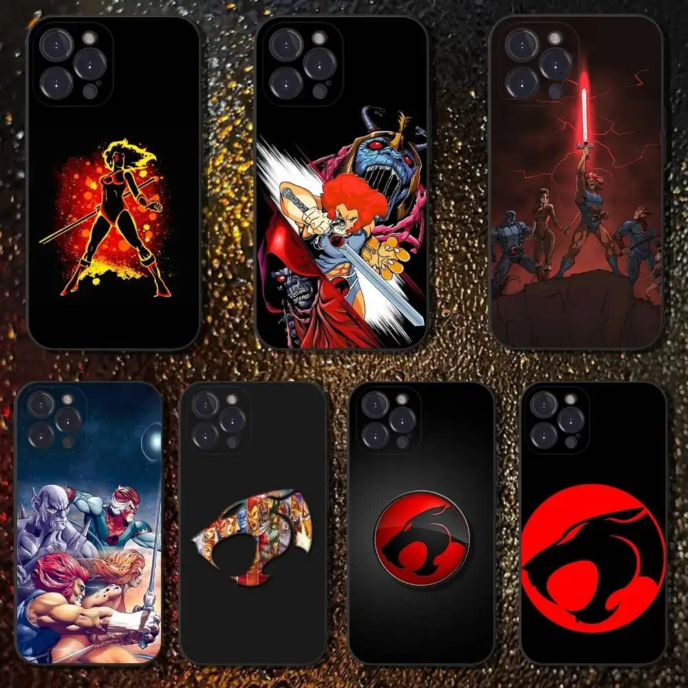 

Cartoon T-ThunderCats Phone Case For iPhone 16,15,14,13,12,11 Plus,Pro Max,XS,X,XR,SE,Mini,8,7,Soft Silicone Black Cover