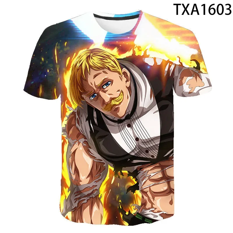 New Men Women Children Escanor 3D Printed T-shirts Short Sleeve Printed Harajuku Style Boy Girl Kids Streetwear Tops Tee