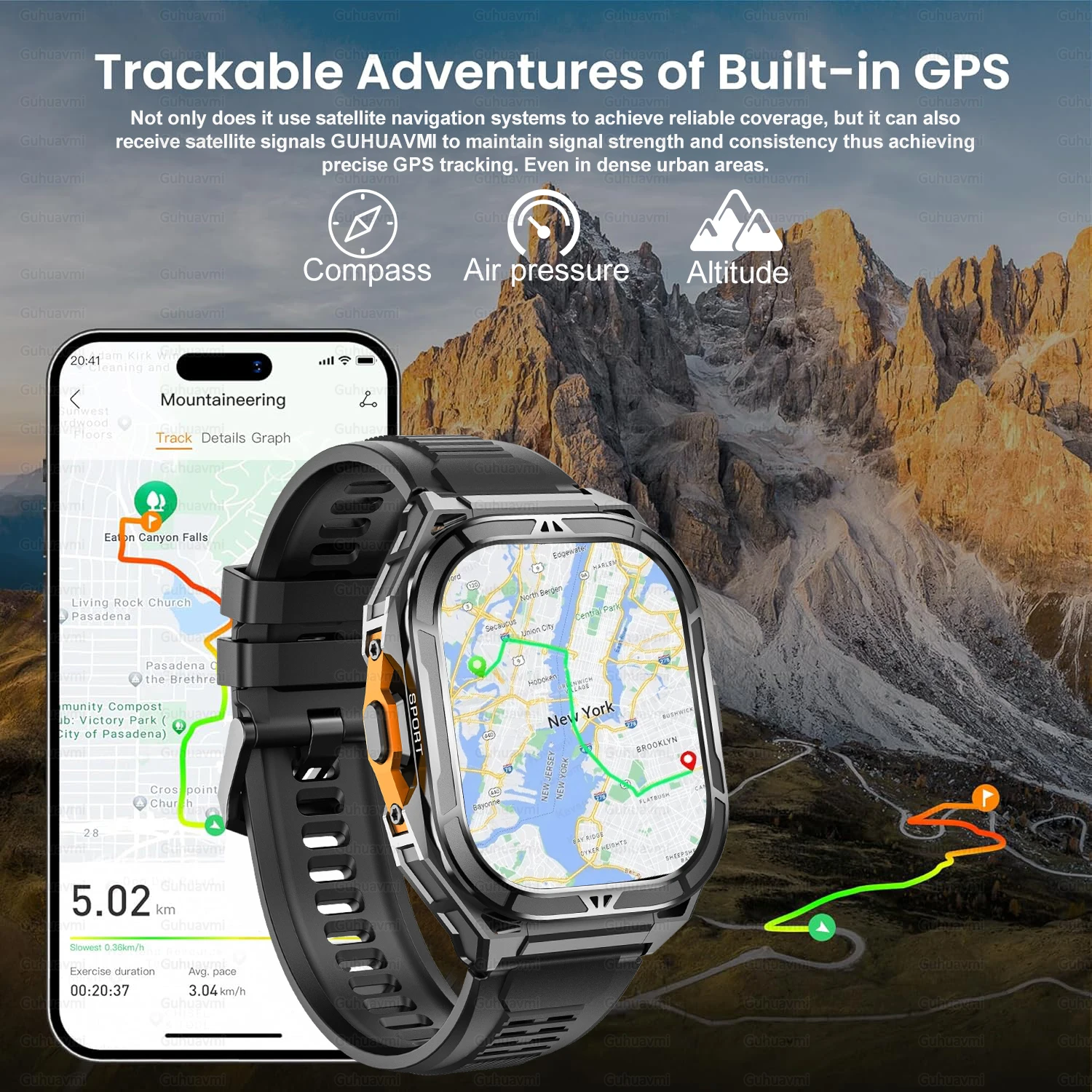 2025 novos homens militares T-REX3 gps esportes relógio inteligente 1.96 polegadas tela amoled 10atm à prova dwaterproof água bússola bluetooth chamada smartwatches