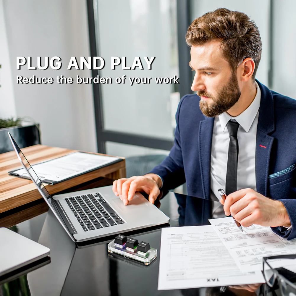 RGB Programming Macro Custom Keyboard 3Key Fully Hot Swappable Mechanical Keyboard USB Type-C Gaming Keyboard for Accounting