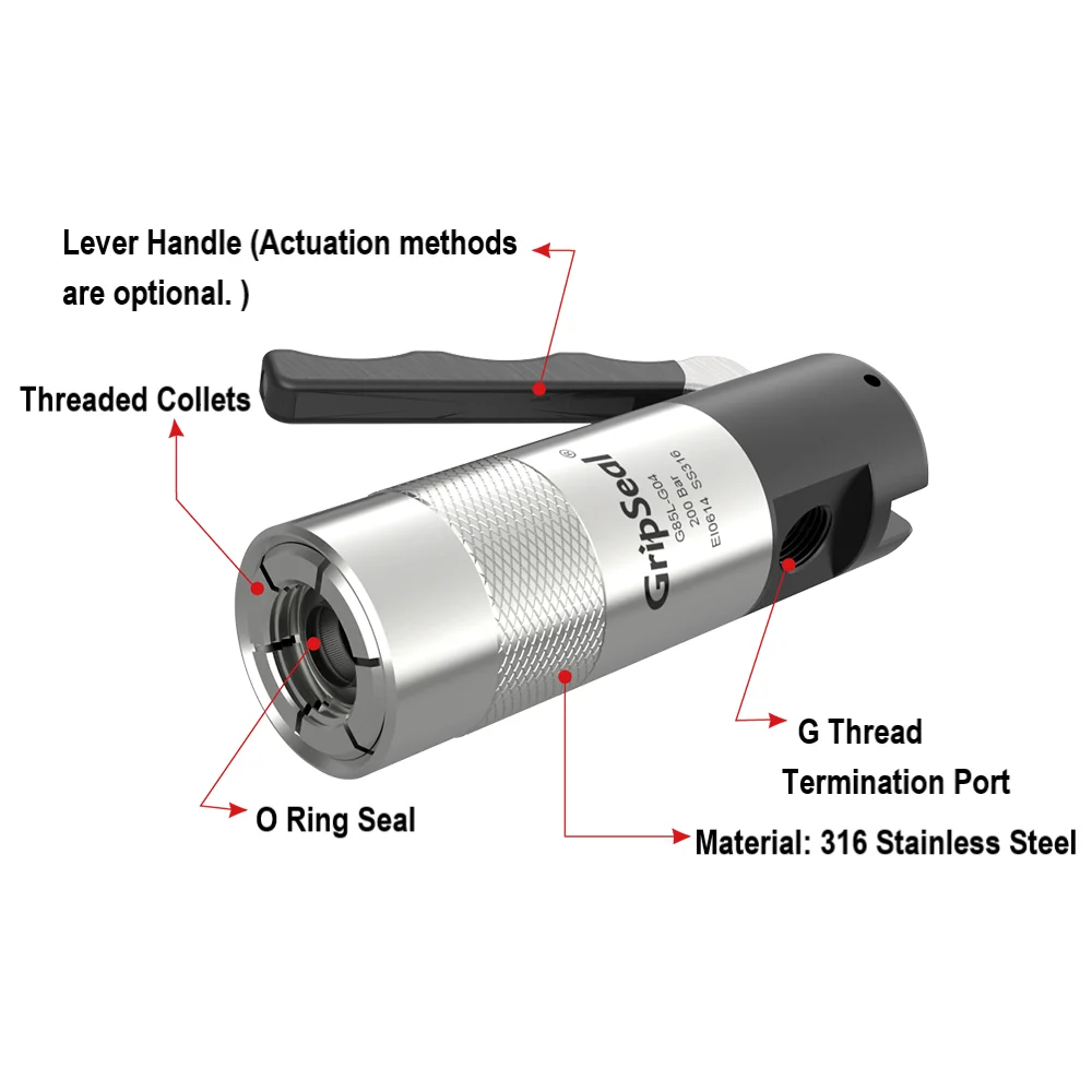 316 Stainless Steel External Thread Connector GripSeal G85 External Threaded Connection for HVAC Leak Testing